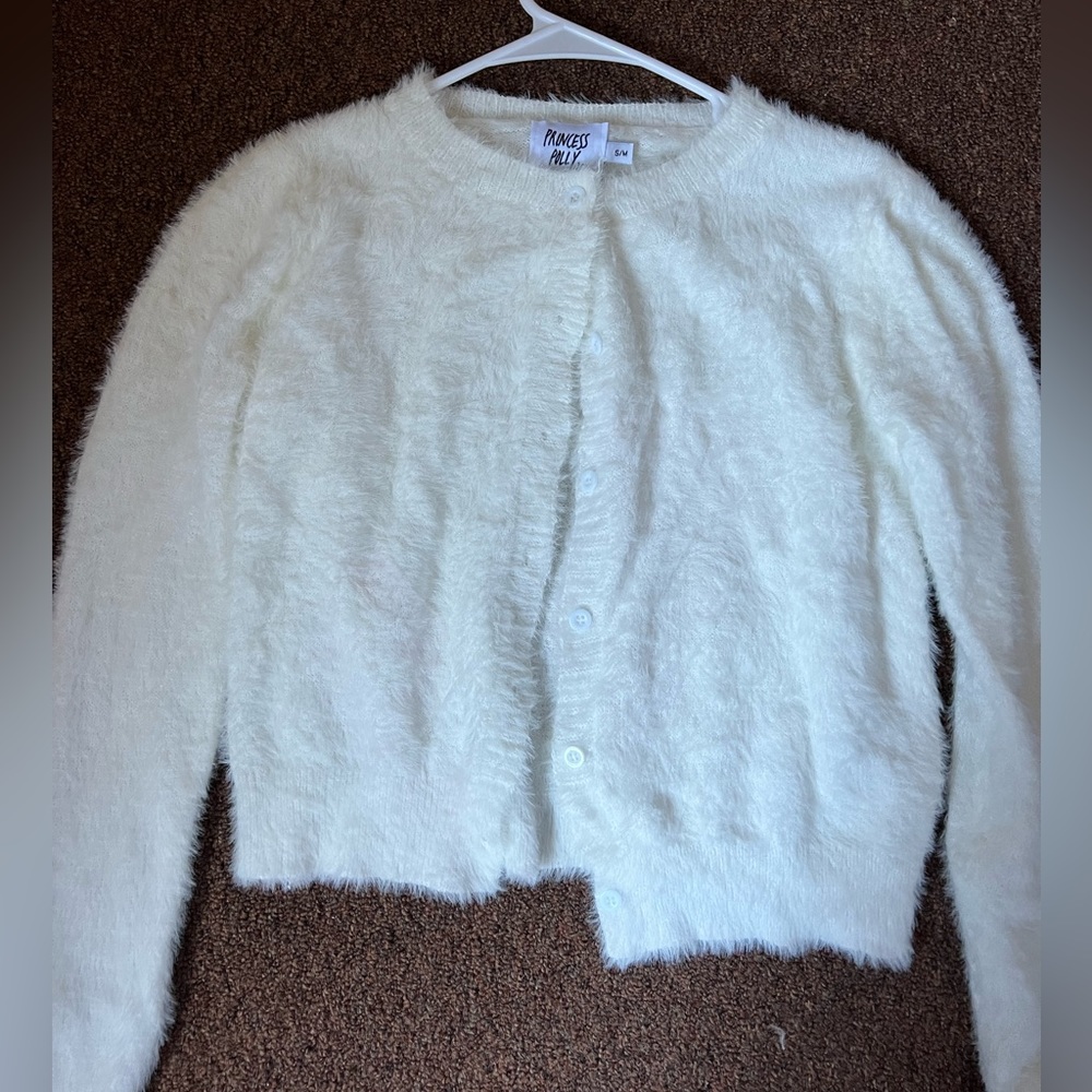 Princess Polly White Cropped Cardigan